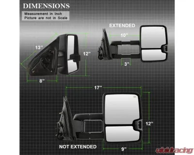Xtune G2 Power Heated Amber LED Signal Telescoping Mirror Set Chevrolet Silverado 2014-2016 - MIR-CSIL14S-G2-PWH-AM-SET