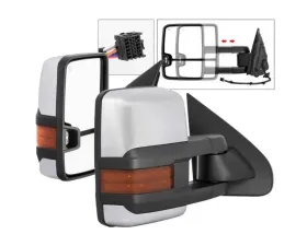 Xtune G3 Power Heated Amber LED Signal Telescoping Mirror Chrome Cover Set Chevrolet Silverado 2014-2016