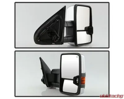 Xtune G3 Power Heated Amber LED Signal Telescoping Mirror Chrome Cover Set Chevrolet Silverado 2014-2016 - MIR-CSIL14S-G3C-PWH-AM-SET