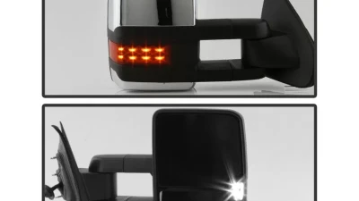 Xtune G3 Power Heated Amber LED Signal Telescoping Mirror Chrome Cover Set Chevrolet Silverado 2014-2016                                     - MIR-CSIL14S-G3C-PWH-AM-SET - Image 8