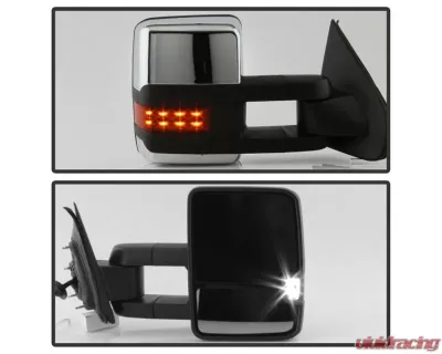 Xtune G3 Power Heated Amber LED Signal Telescoping Mirror Chrome Cover Set Chevrolet Silverado 2014-2016 - MIR-CSIL14S-G3C-PWH-AM-SET
