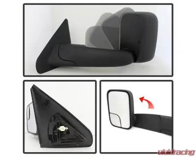 Xtune Left Driver Side Manual Extendable Power Heated Adjust Mirror Dodge Ram 1500 | 2500 | 3500 2002-2009 - MIR-DRAM02-PW-L