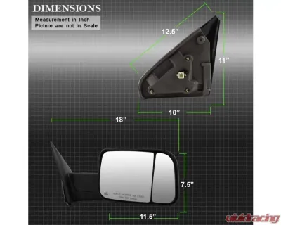 Xtune G2 Manual Extendable Power Heated Adjust Mirror Set Dodge Ram 1500 | 2500 | 3500 2002-2009 - MIR-DRAM02S-G2-PW-SET