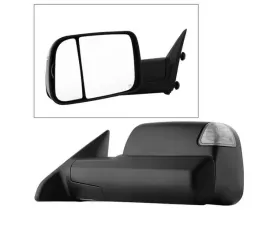 Xtune Left Driver Side Manual Extendable Power Heated Adjust Mirror with LED Signal Black Housing Dodge Ram | Ram 2009-2012