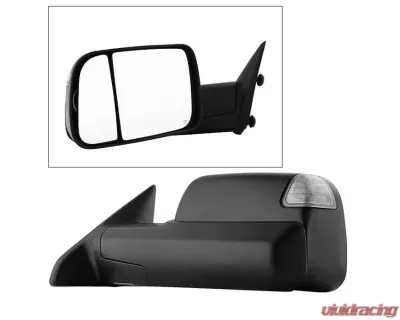 Xtune Left Driver Side Manual Extendable Power Heated Adjust Mirror with LED Signal Black Housing Dodge Ram | Ram 2009-2012 - MIR-DRAM09S-PWH-L