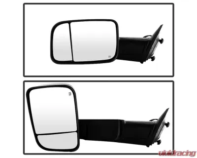 Xtune Left Driver Side Manual Extendable Power Heated Adjust Mirror with LED Signal Black Housing Dodge Ram | Ram 2009-2012 - MIR-DRAM09S-PWH-L