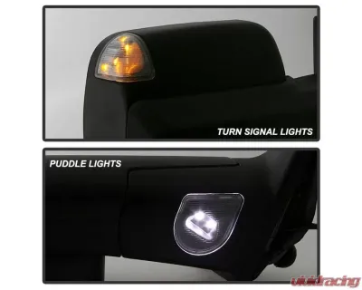 Xtune Right Passenger Side Manual Extendable Power Heated Adjust Mirror with LED Signal Black Housing Dodge Ram | Ram 2009-2012 - MIR-DRAM09S-PWH-R