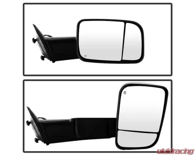 Xtune Right Passenger Side Manual Extendable Power Heated Adjust Mirror with LED Signal Black Housing Dodge Ram | Ram 2009-2012 - MIR-DRAM09S-PWH-R