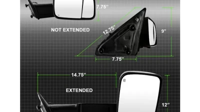 Xtune Right Passenger Side Manual Extendable Power Heated Adjust Mirror with LED Signal Black Housing Dodge Ram | Ram 2009-2012                                     - MIR-DRAM09S-PWH-R - Image 10