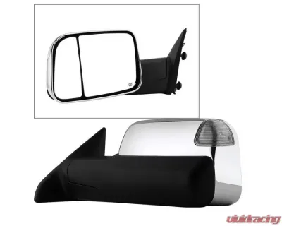 Xtune Left Driver Side Manual Extendable Power Heated Adjust Mirror with LED Signal Chrome Housing Dodge Ram | Ram 2009-2012 - MIR-DRAM10-PW-L