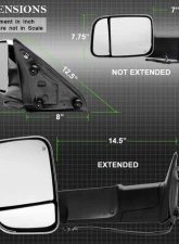 Xtune Left Driver Side Manual Extendable Power Heated Adjust Mirror with LED Signal Chrome Housing Dodge Ram | Ram 2009-2012                                     - MIR-DRAM10-PW-L - Image 10
