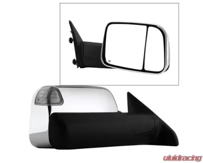 Xtune Right Passenger Side Manual Extendable Power Heated Adjust Mirror with LED Signal Chrome Housing Dodge Ram | Ram 2009-2012 - MIR-DRAM10-PW-R