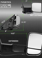 Xtune Right Passenger Side Manual Extendable Power Heated Adjust Mirror with LED Signal Chrome Housing Dodge Ram | Ram 2009-2012                                     - MIR-DRAM10-PW-R - Image 10