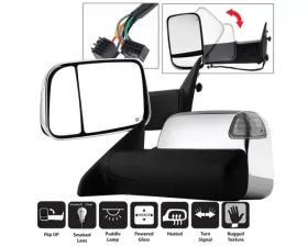 Xtune Left and Right Manual Extendable Power Heated Adjust Mirror with LED Signal Chrome Housing Dodge Ram | Ram 2009-2012