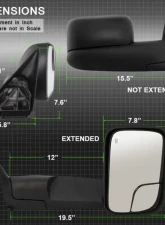 Xtune Right Passenger Side Manual Extendable Power Heated Adjust Mirror Dodge Ram 1500 | 2500 | 3500 1998-2002                                     - MIR-DRAM98-PW-R - Image 4