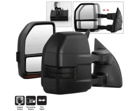 Xtune G4 Manual Smoke Sequential LED Signal Telescoping Mirrors Set Ford Superduty 2008-2015