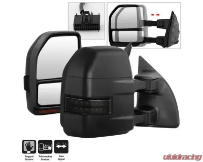 Xtune G4 Manual Smoke Sequential LED Signal Telescoping Mirrors Set Ford Superduty 2008-2015 - MIR-FDSD08S-G4-MA-RSM-SET