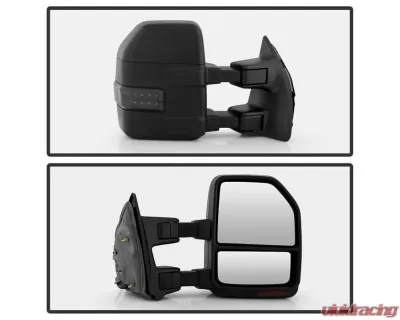 Xtune G4 Manual Smoke Sequential LED Signal Telescoping Mirrors Set Ford Superduty 2008-2015 - MIR-FDSD08S-G4-MA-RSM-SET