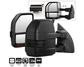Xtune G4 Power Heated Adjust Mirror Sequential LED Signal Smoke Set Ford Superduty 2008-2015