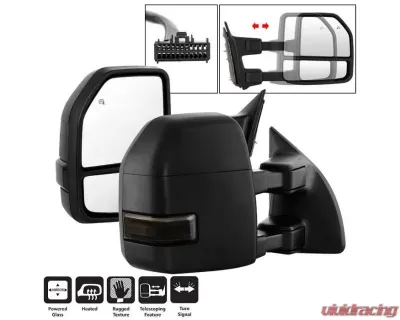 Xtune G4 Power Heated Adjust Mirror LED Signal Smoke Set Ford Superduty 2008-2015 - MIR-FDSD08S-G4-PW-SM-SET