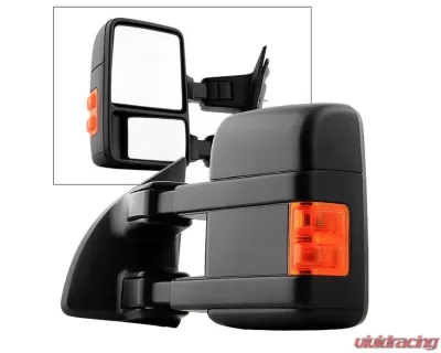 Xtune Left Driver Side Manual Extendable Manual Adjust Mirror with LED Signal Amber Ford Superduty 1999-2014 - MIR-FDSD08S-MA-AM-L