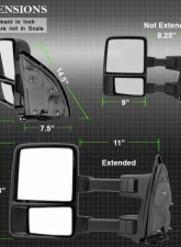 Xtune Left Driver Side Manual Extendable Manual Adjust Mirror with LED Signal Amber Ford Superduty 1999-2014                                     - MIR-FDSD08S-MA-AM-L - Image 7