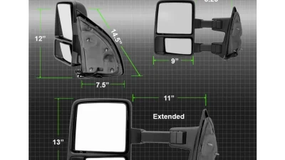 Xtune Left Driver Side Manual Extendable Manual Adjust Mirror with LED Signal Amber Ford Superduty 1999-2014                                     - MIR-FDSD08S-MA-AM-L - Image 7