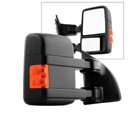 Xtune Right Passenger Side Manual Extendable Manual Adjust Mirror with LED Signal Amber Ford Superduty 1999-2014