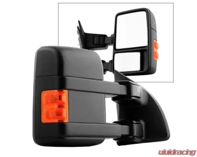 Xtune Right Passenger Side Manual Extendable Manual Adjust Mirror with LED Signal Amber Ford Superduty 1999-2014 - MIR-FDSD08S-MA-AM-R