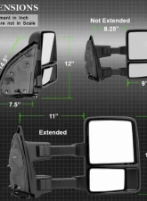 Xtune Right Passenger Side Manual Extendable Manual Adjust Mirror with LED Signal Amber Ford Superduty 1999-2014                                     - MIR-FDSD08S-MA-AM-R - Image 7