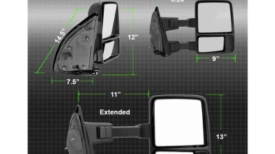 Xtune Right Passenger Side Manual Extendable Manual Adjust Mirror with LED Signal Amber Ford Superduty 1999-2014                                     - MIR-FDSD08S-MA-AM-R - Image 7