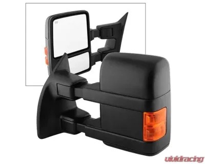 Xtune Left Driver Side Manual Extendable Power Heated Adjust Mirror with LED Signal Amber Ford Superduty 2008-2014 - MIR-FDSD08S-PW-AM-L