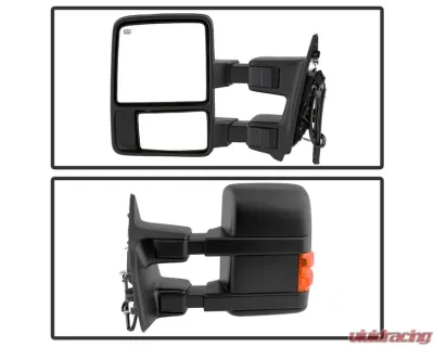 Xtune Left Driver Side Manual Extendable Power Heated Adjust Mirror with LED Signal Amber Ford Superduty 2008-2014 - MIR-FDSD08S-PW-AM-L
