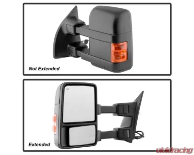 Xtune Left Driver Side Manual Extendable Power Heated Adjust Mirror with LED Signal Amber Ford Superduty 2008-2014 - MIR-FDSD08S-PW-AM-L