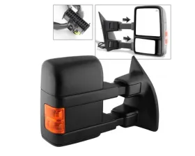 Xtune Right Passenger Side Manual Extendable Power Heated Adjust Mirror with LED Signal Amber Ford Superduty 2008-2014