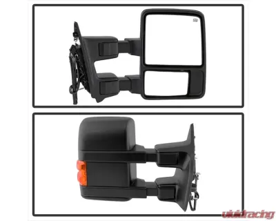 Xtune Right Passenger Side Manual Extendable Power Heated Adjust Mirror with LED Signal Amber Ford Superduty 2008-2014 - MIR-FDSD08S-PW-AM-R