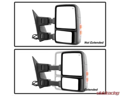 Xtune Right Passenger Side Manual Extendable Power Heated Adjust Mirror with LED Signal Amber Ford Superduty 2008-2014 - MIR-FDSD08S-PW-AM-R
