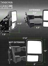 Xtune Right Passenger Side Manual Extendable Power Heated Adjust Mirror with LED Signal Amber Ford Superduty 2008-2014                                     - MIR-FDSD08S-PW-AM-R - Image 9