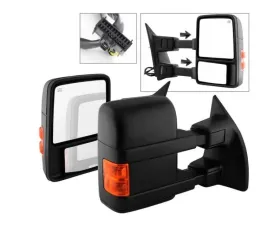 Xtune Left and Right Manual Extendable Power Heated Adjust Mirror with LED Signal Amber Ford Superduty 2008-2015