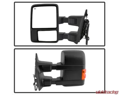 Xtune Left and Right Manual Extendable Power Heated Adjust Mirror with LED Signal Amber Ford Superduty 2008-2015 - MIR-FDSD08S-PW-AM-SET