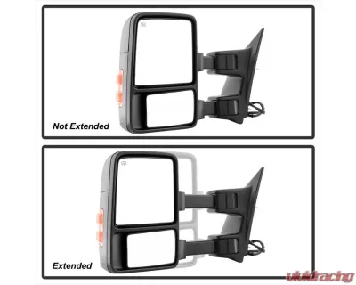 Xtune Left and Right Manual Extendable Power Heated Adjust Mirror with LED Signal Amber Ford Superduty 2008-2015 - MIR-FDSD08S-PW-AM-SET