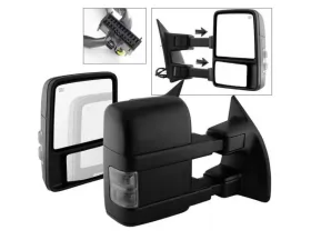 Xtune Left and Right Manual Extendable Power Heated Adjust Mirror with LED Signal Smoke Ford Superduty 2008-2015