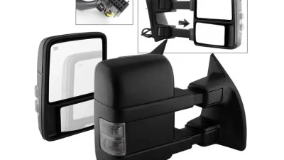 Xtune Left and Right Manual Extendable Power Heated Adjust Mirror with LED Signal Smoke Ford Superduty 2008-2015                                     - MIR-FDSD08S-PW-SM-SET - Image 9