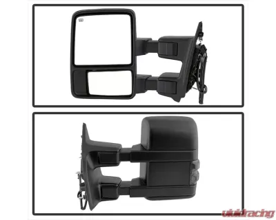 Xtune Left and Right Manual Extendable Power Heated Adjust Mirror with LED Signal Smoke Ford Superduty 2008-2015 - MIR-FDSD08S-PW-SM-SET
