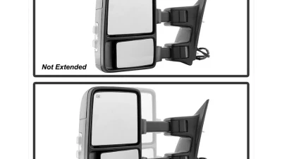 Xtune Left and Right Manual Extendable Power Heated Adjust Mirror with LED Signal Smoke Ford Superduty 2008-2015                                     - MIR-FDSD08S-PW-SM-SET - Image 6
