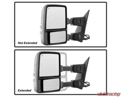 Xtune Left and Right Manual Extendable Power Heated Adjust Mirror with LED Signal Smoke Ford Superduty 2008-2015 - MIR-FDSD08S-PW-SM-SET