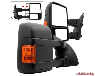 Xtune G2 Power Heated Amber LED Signal Telescoping Mirrors Set Ford Superduty 1999-2007 - MIR-FDSD99S-G2-PW-AM-SET