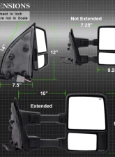 Xtune G2 Power Heated Amber LED Signal Telescoping Mirrors Set Ford Superduty 1999-2007                                     - MIR-FDSD99S-G2-PW-AM-SET - Image 7