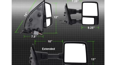 Xtune G2 Power Heated Amber LED Signal Telescoping Mirrors Set Ford Superduty 1999-2007                                     - MIR-FDSD99S-G2-PW-AM-SET - Image 7