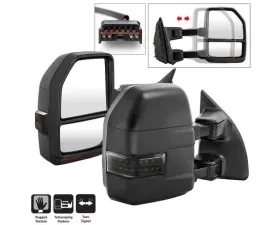 Xtune G4 Manual Smoke Sequential LED Signal Telescoping Mirrors Set Ford Superduty 1999-2007